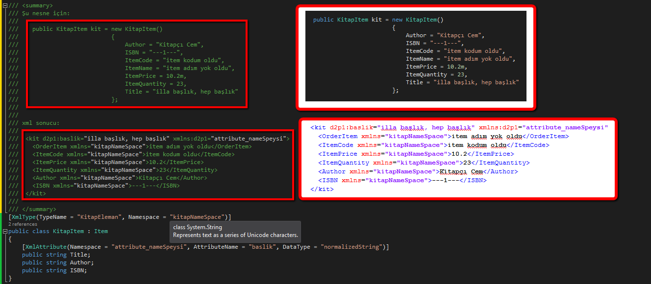 NOTLARIMDAN... Xml Serileştirmede XmlArray, XmlArrayItem, XmlAttribute