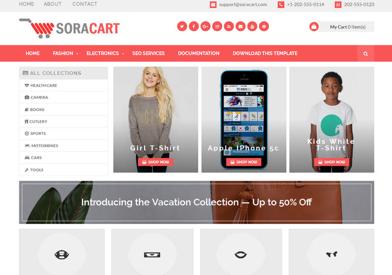 Demonstração Template SoraCart para Shopping Blogspot 2018