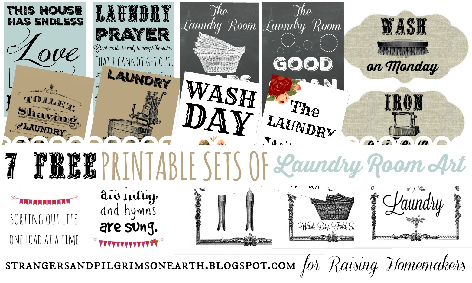 Seven Styles of Laundry Room Art ~ Free Printable Sets! - Christian ...