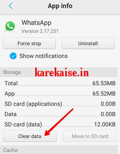 Whatsapp clear data