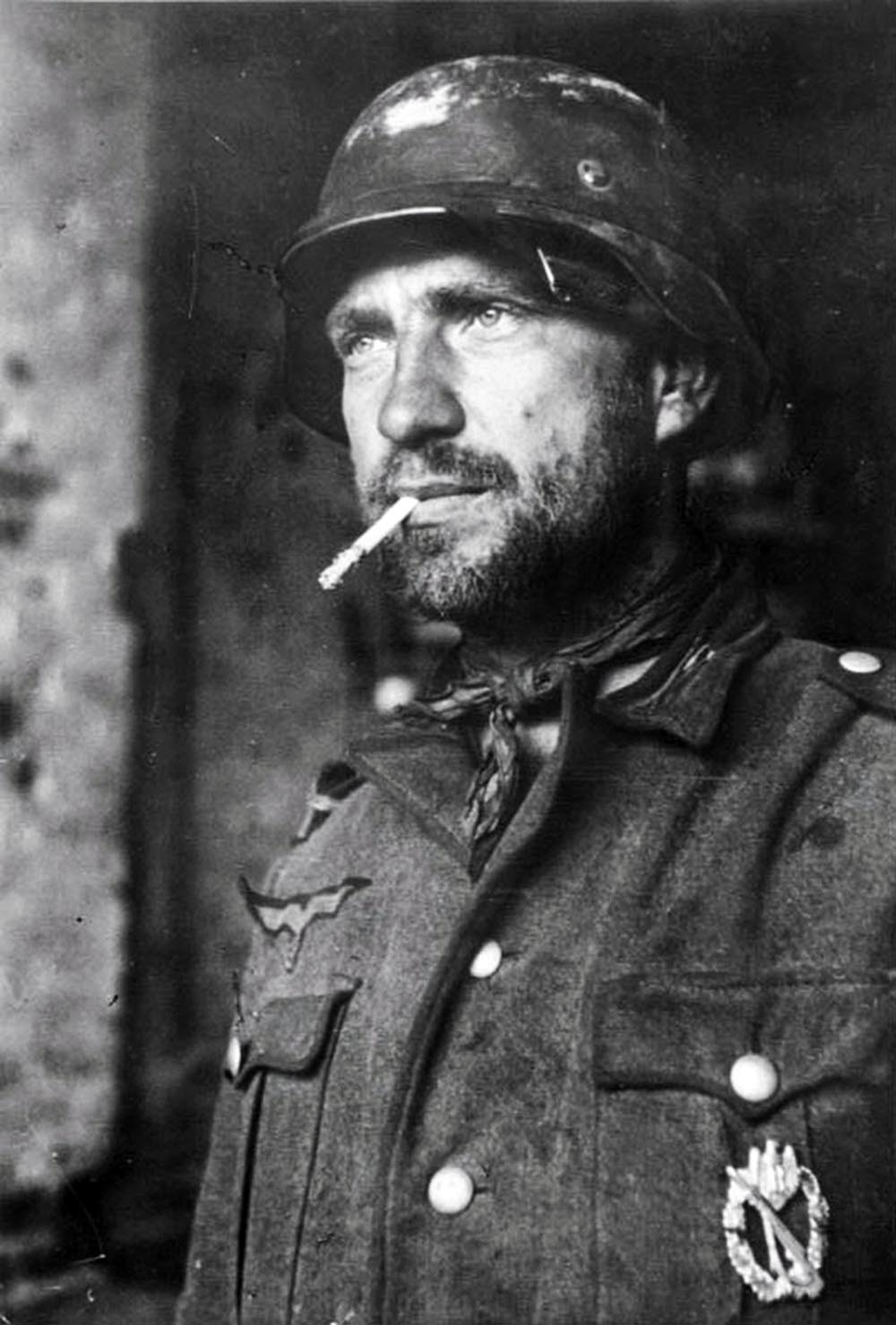  German soldier with a badge on his chest, Stalingrad, November 1942.