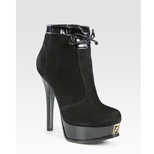 new website for your fashion: Fendi Suede and Leather Platform Ankle Boots