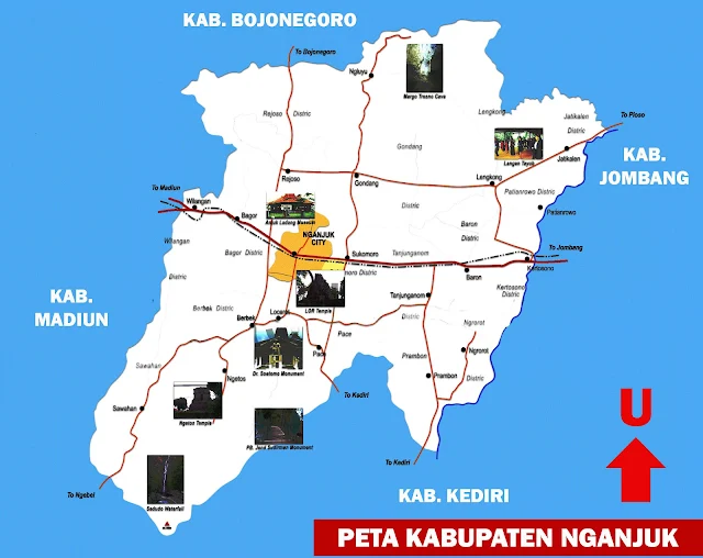 Gambar Peta Kabupaten Nganjuk Lengkap 20 Kecamatan