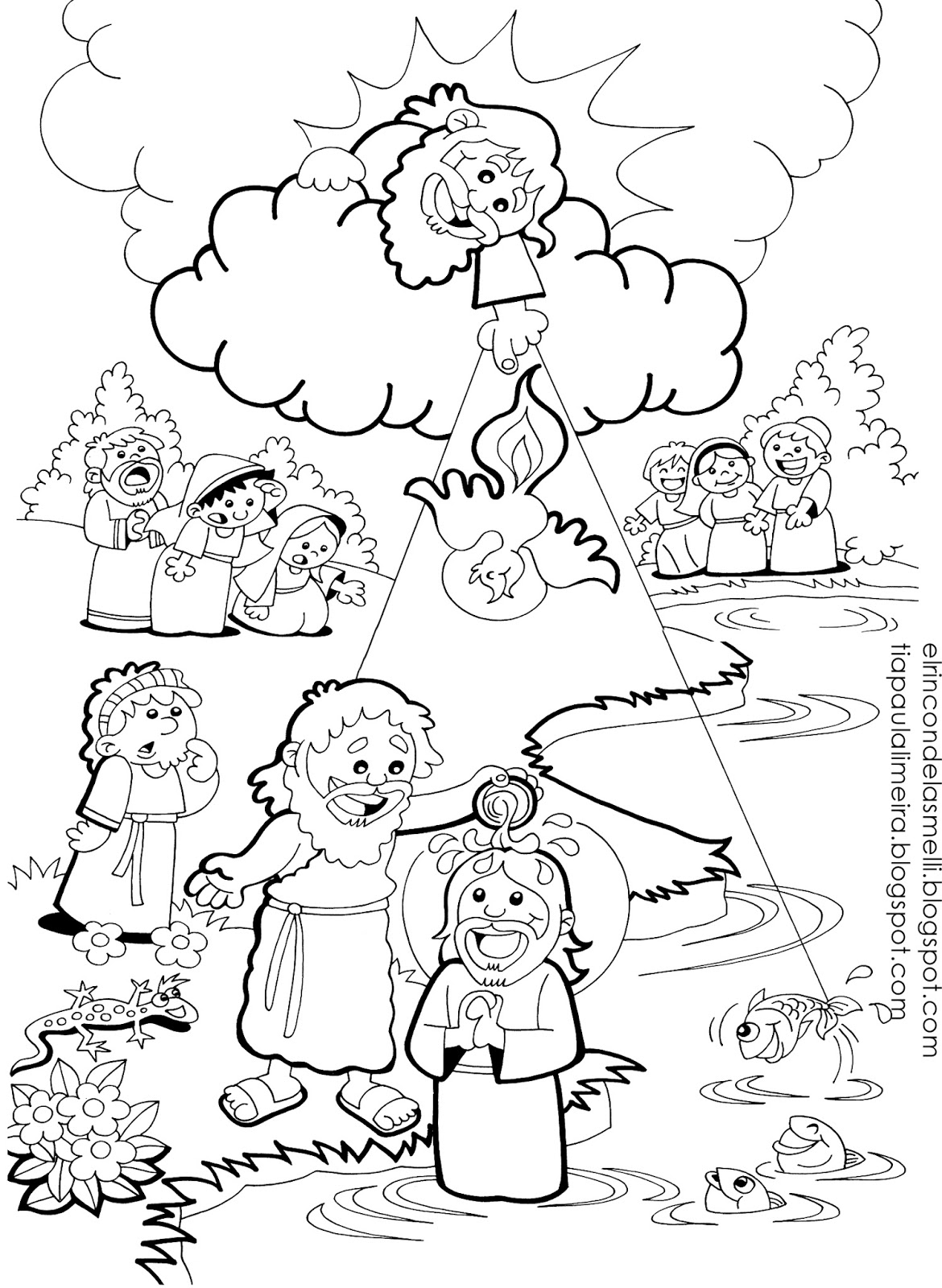 Tia Paula Batismo de Jesus para colorir