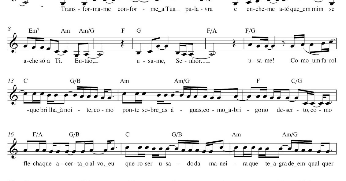 Cifra Playback Gospel Partitura Sonda Me Usa Me Aline Barros sonda me usa me aline barros