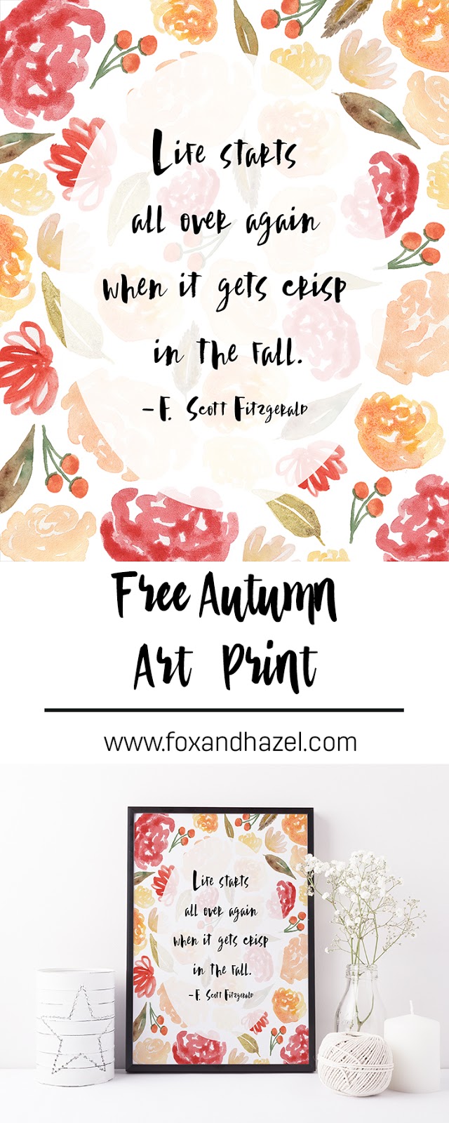 Fox & Hazel - Free Autumn Art Print