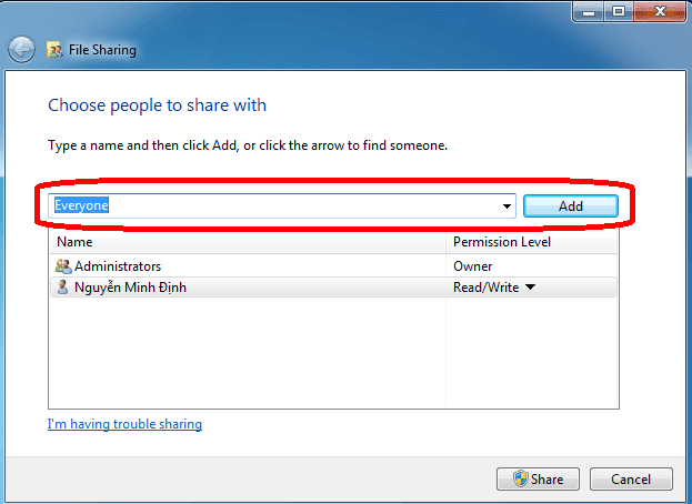 Cách chia sẻ dữ liệu - share file qua mạng LAN