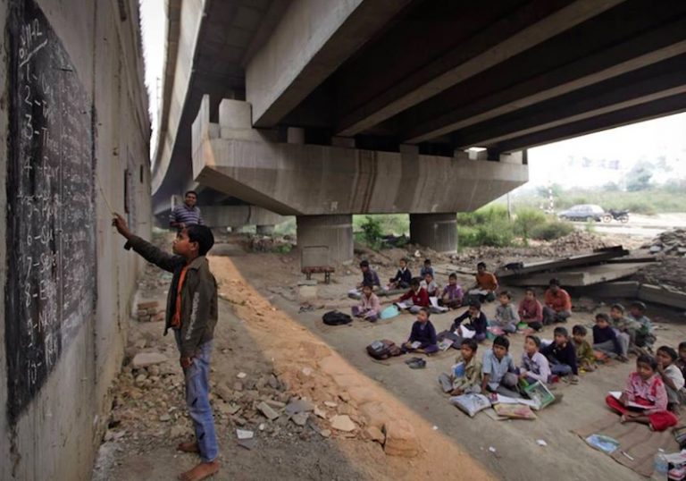 Kind Activist Teaches Underprivileged Children For Free Underneath Bridge In India