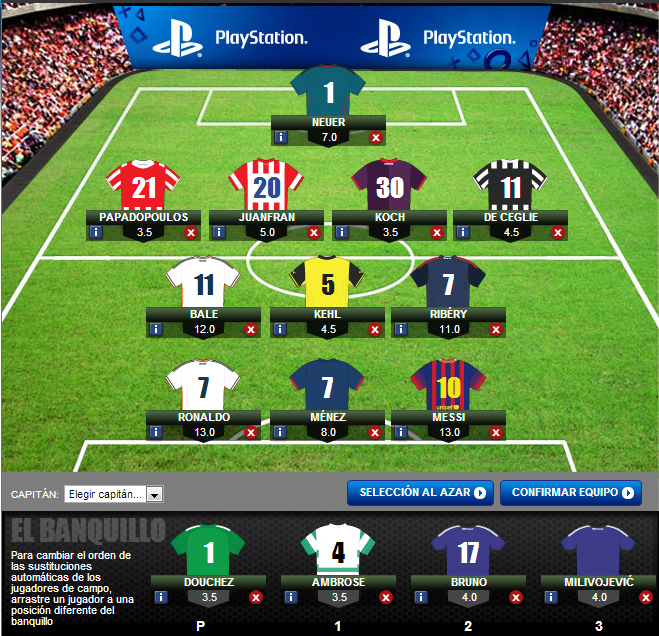 Acontecer Futbolistico Mi equipo para la Fantasy Football de la UEFA