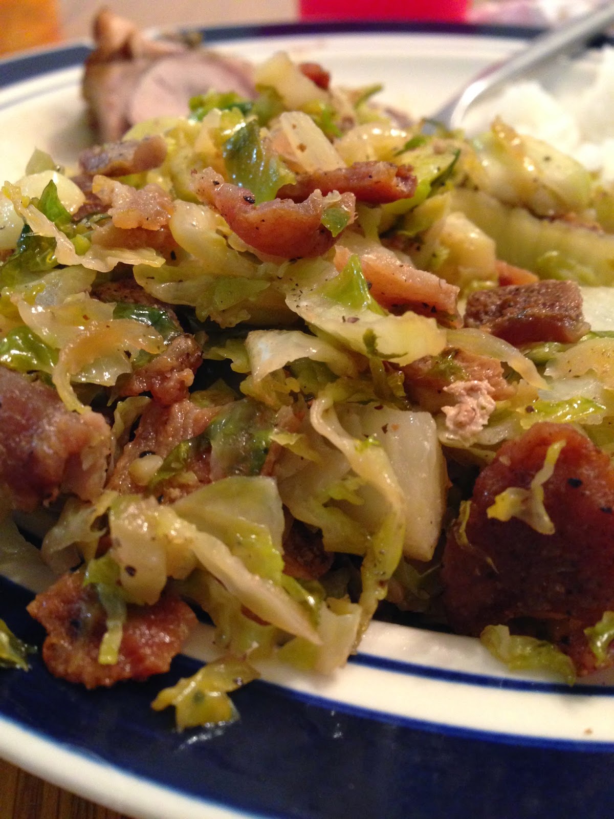 Happy and Healthy at Home Brussels Sprouts with fennel and bacon!