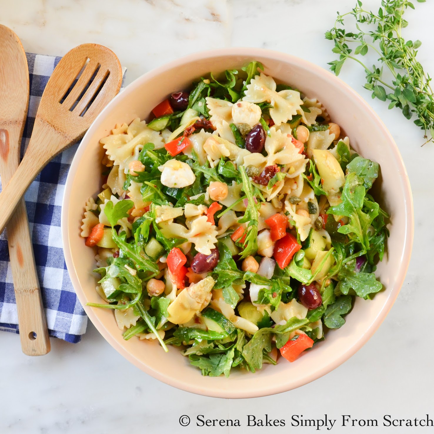 Mediterranean Pasta Salad SundaySupper Serena Bakes Simply From Scratch