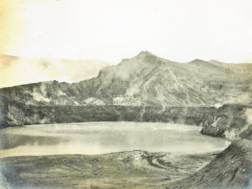 One of the small hot-water lakes in the crater. Image credit: University of Michigan Digital Collections. One of the small hot-water lakes in the crater. Image credit: University of Michigan Digital Collections.