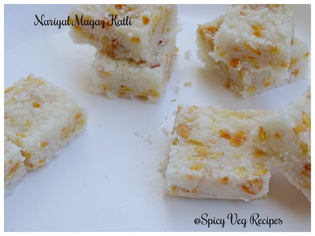 Nariyal Magaz Katli- Coconut and melon seeds Katli-easy Katli Recipe