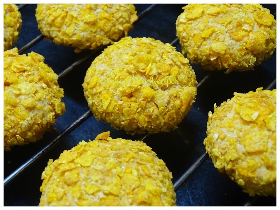 Egg less Whole Wheat Cornflakes| Cornflakes cookies recipe-Cookies| Cornflakes cookies