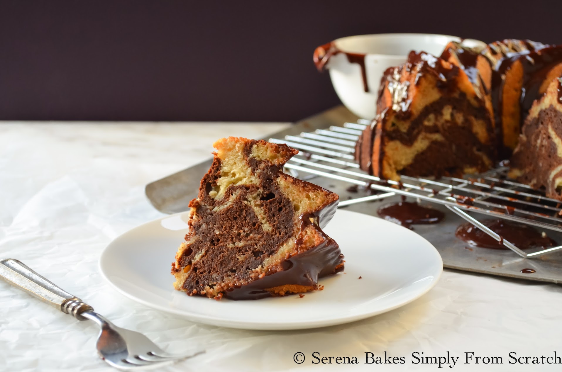 Buttermilk Marble Bundt Cake With Chocolate Glaze Serena Bakes Simply