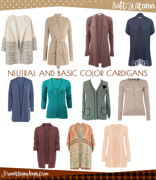 Wardrobe Essential: Neutral and basic color cardigans for Soft Autumn women by 30somethingurbangirl.com