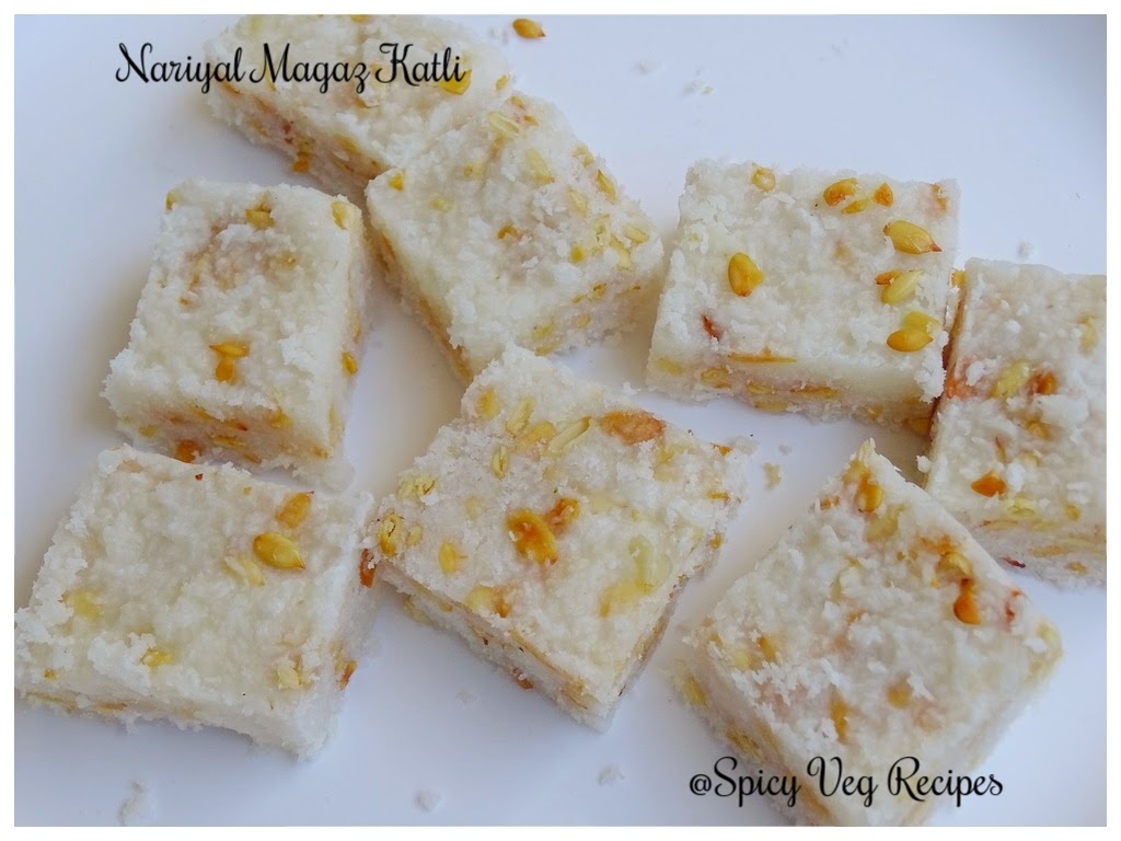 Nariyal Magaz Katli- Coconut and melon seeds Katli-easy Katli Recipe