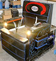 Driving while intoxicated, recliner style.  Oh yeah, boys.