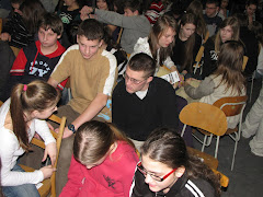 Talking to kids after a Born Again  performance in Slovakia