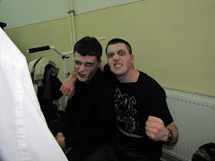 Artur and myself before the city scene in the Born Again performance.