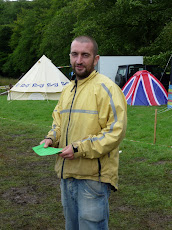 Mark Boyle -'The Moneyless Man' helping the freelender launch at Buddhafield Festival 2009