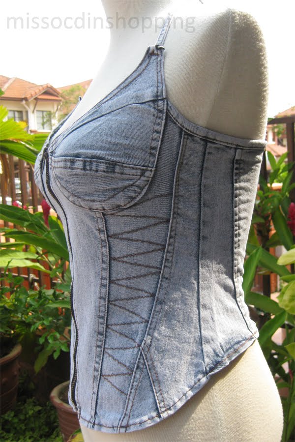 grey denim corset