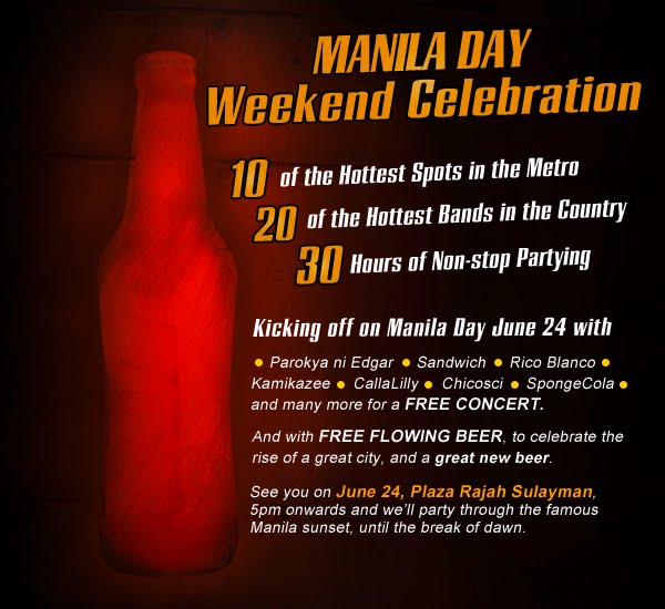 Celebrate Manila today at 5pm in Rajah Sulayman and enjoy free Manila Beer