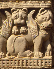 Winged lions on the Sanchi stupa railing