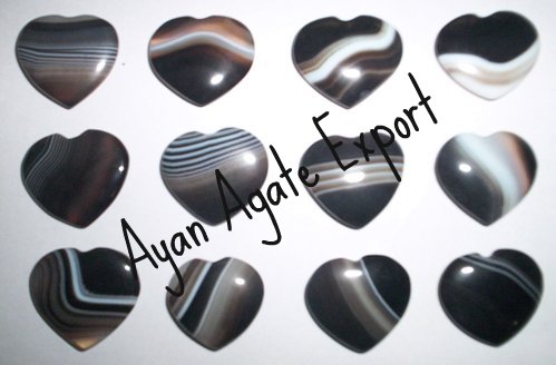 BLACK BANDED HEART PENDANTS