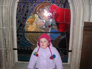 Top Ender in front of the Dinsey Land Paris Stained glass window of Sleeping Beauty 2006