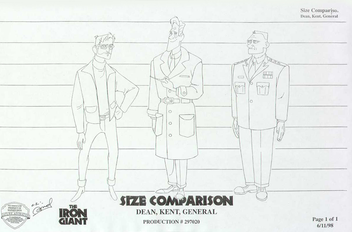 Living Lines Library The Iron Giant (1999) Characters, Size Comparison