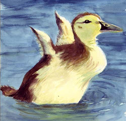 duck watercolor painting bunny