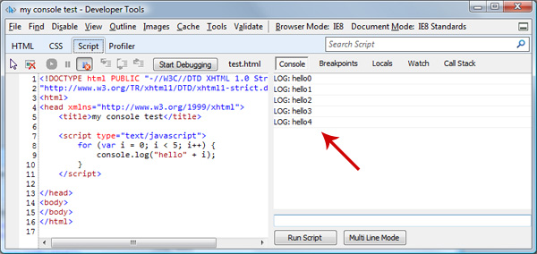 developer tip of the day log to the built in ie developer console