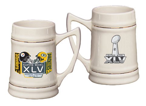 Pittsburgh Steelers vs Green Bay Packers Super Bowl XLV 45 Stoneware Stein.
