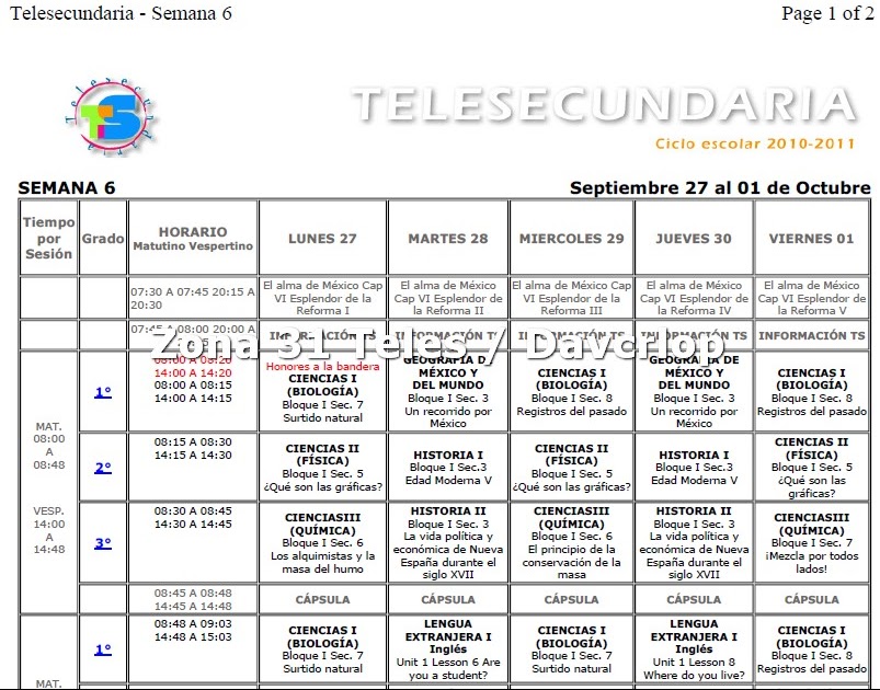 Telesecundaria Papantla PARRILLA DE PROGRAMACIÓN EN