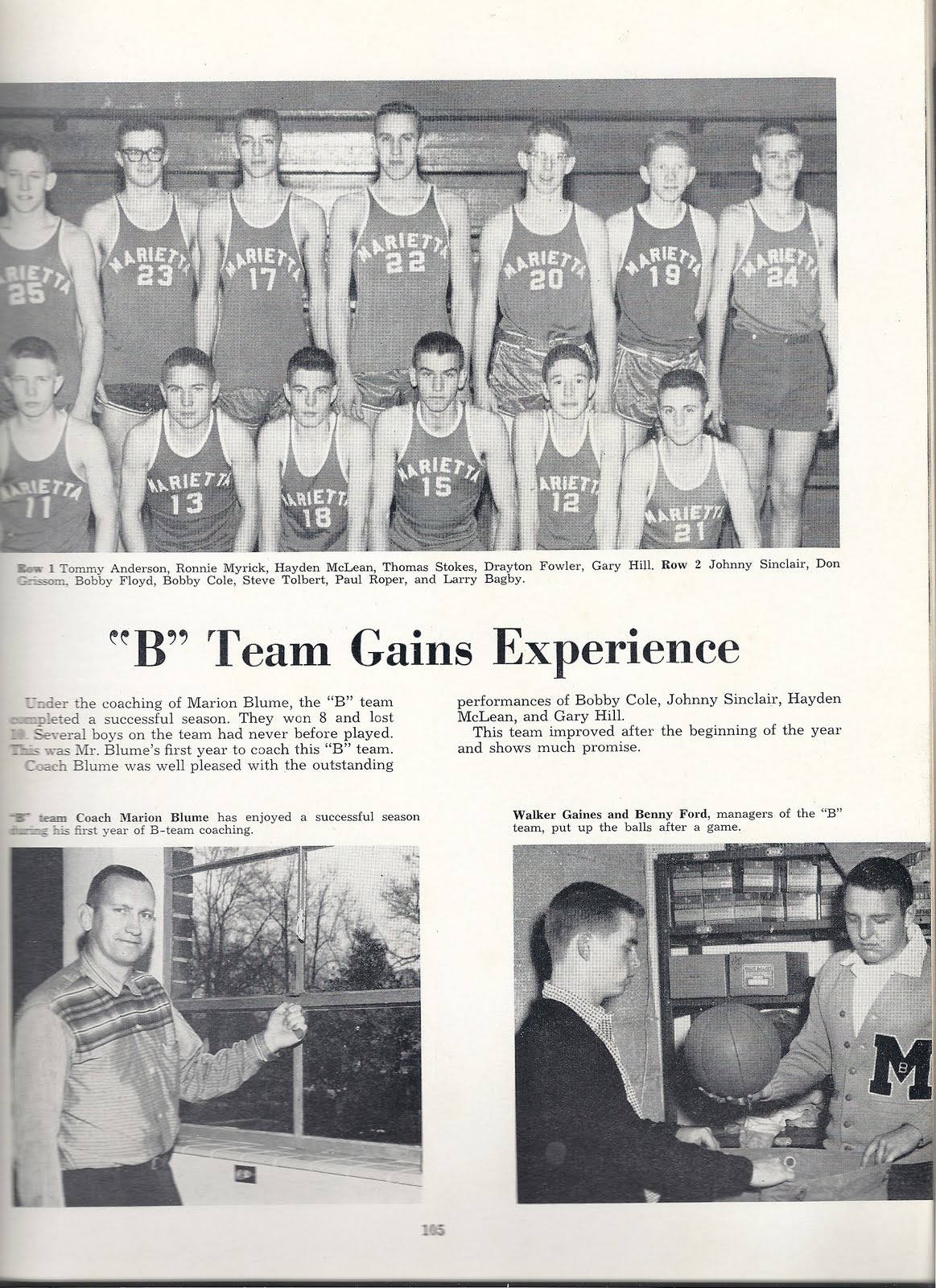 Chicken Fat 1958 OLYMPIAN B Team Basketball