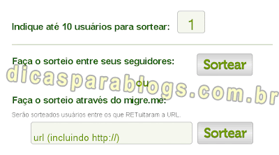 sortear retweets ou seguidores