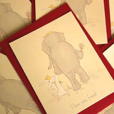 i love you friend elephant rabbit greeting card