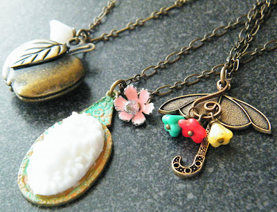 spring fashion apple locket umbrella vintage jewelry
