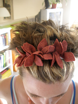 Trying to rein in my wild short hair with a little leafy headband.