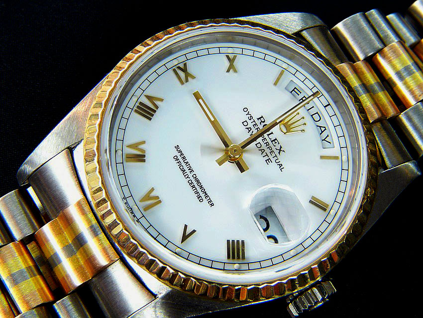 rolex oyster perpetual day date two tone