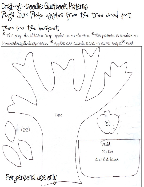 Craftadoodle: Quiet Book: Page 6 and Printable Patterns