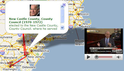 screens shot of Biden's life journey map