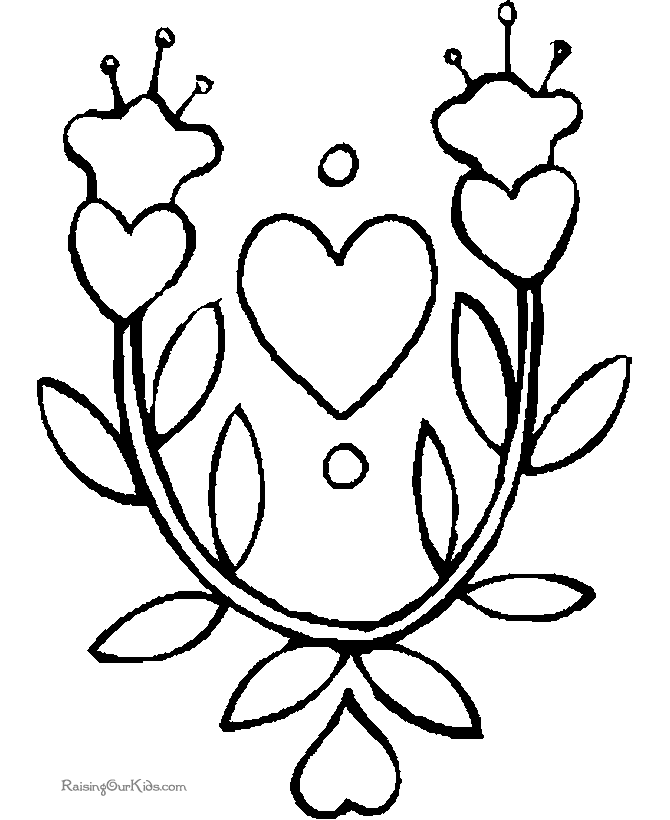 valentine flowers coloring pages free - photo #3
