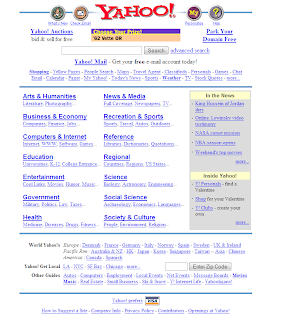 Yahoo screenshot in 1999
