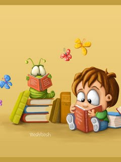 gambar budak comel tengah baca buku