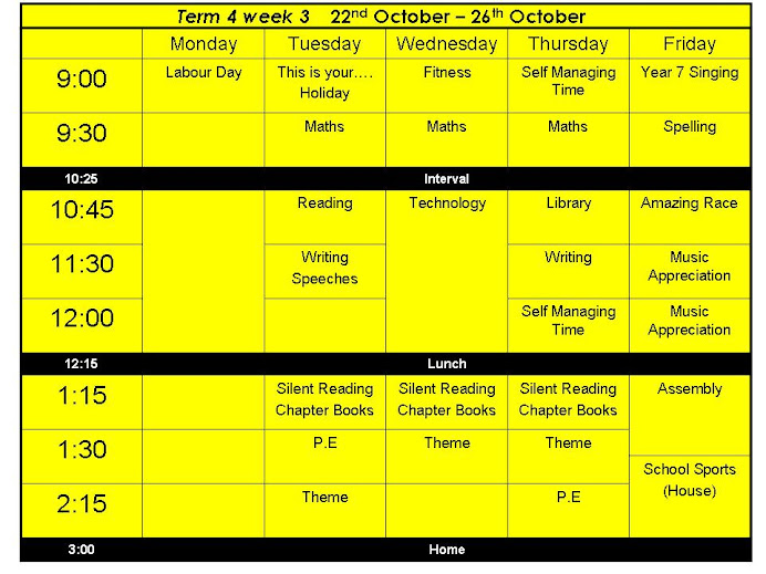 Week 3 timetable