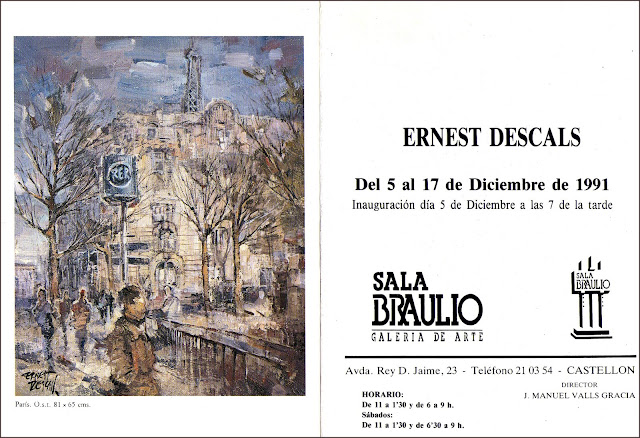 CASTELLON-SALA-ARTE-BRAULIO-CATALOGO-EXPOSICION-ARTISTA-PINTOR-ERNEST DESCALS-CUADROS-PARIS-