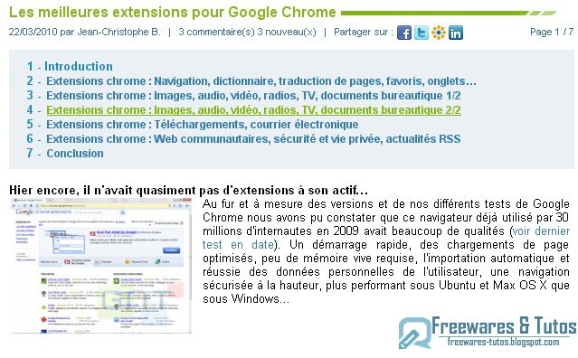 Le site du jour : Les meilleures extensions pour Google Chrome (d'après Generation-NT)