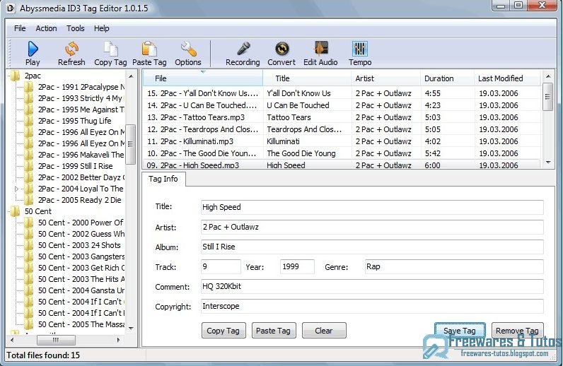 Abyssmedia ID3 Tag Editor un éditeur de tags audio simple et intuitif